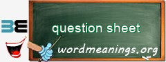 WordMeaning blackboard for question sheet